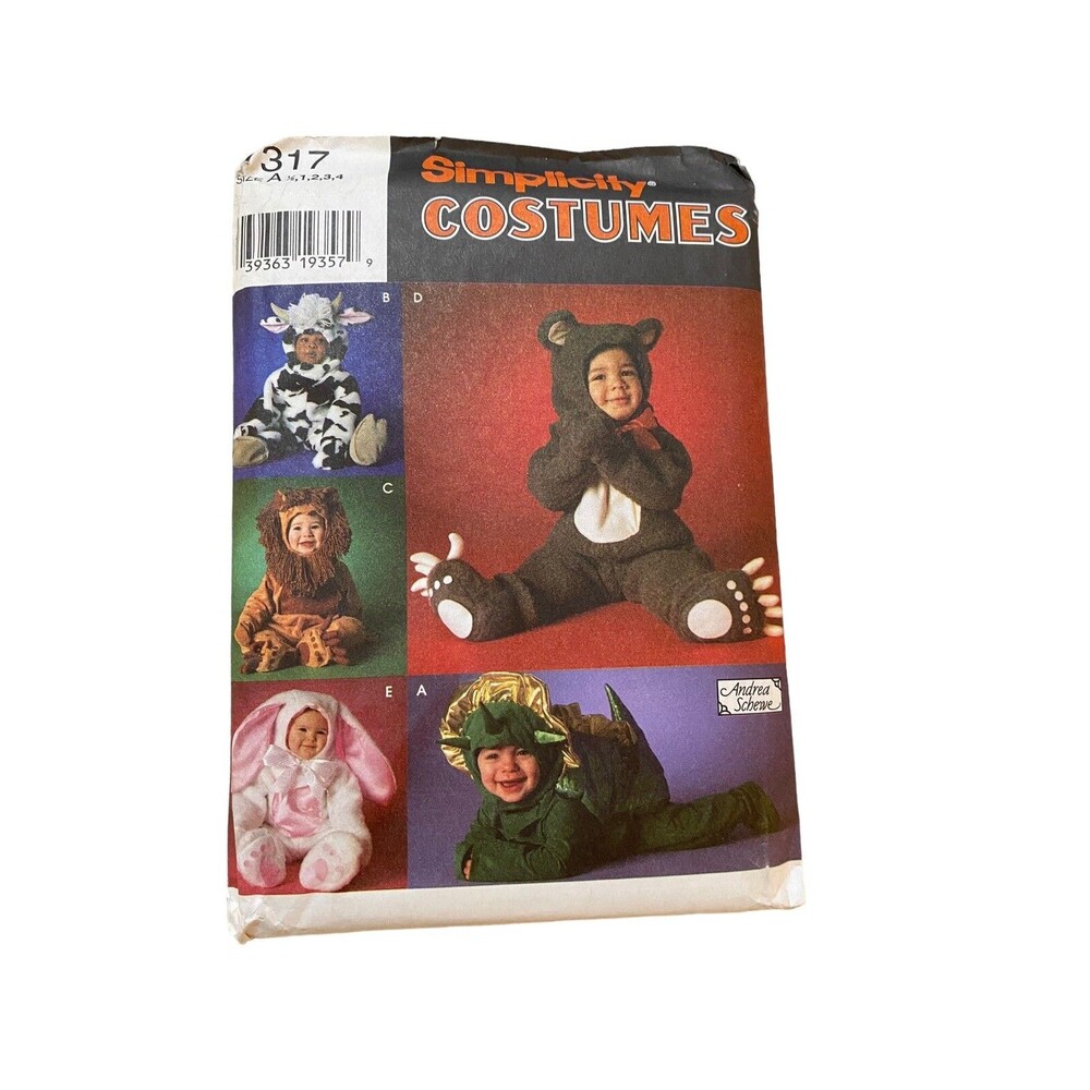 Simplicity 7317 Andrea Schewe Toddler Animal Costume Pattern 1/2-4 Uncut